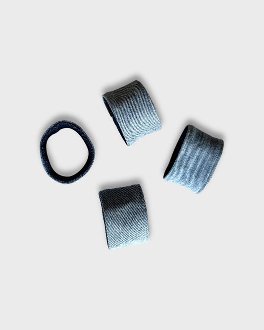 Set of 4 Two-Sided Denim Napkin Rings